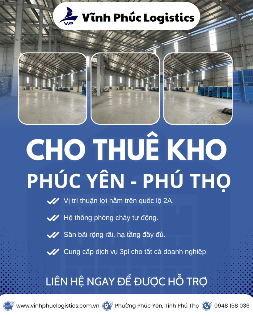 Cho thuê 1000m2 kho tại Phường Phúc Yên Tỉnh Phú Thọ(Vĩnh Phúc cũ)