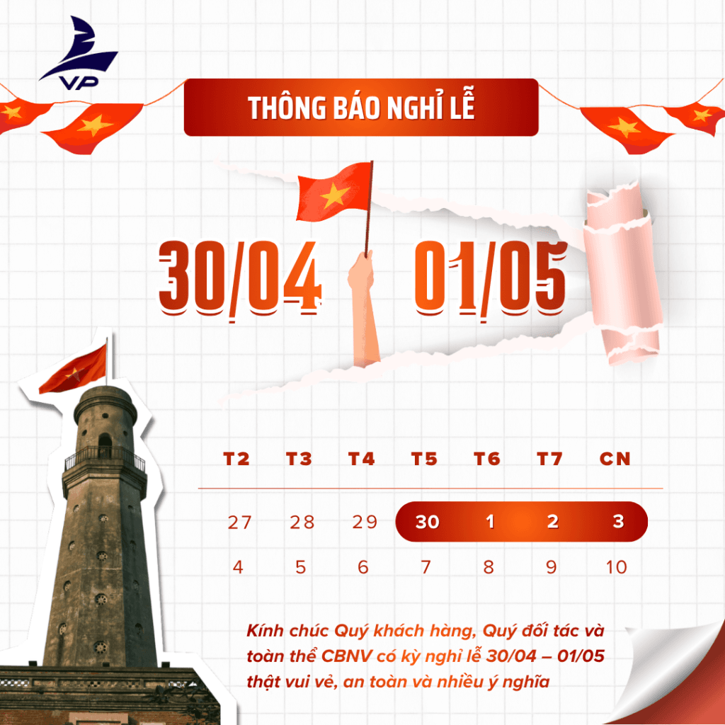 Vĩnh Phúc Logistics thông báo nghỉ lễ 30/04 – 01/05